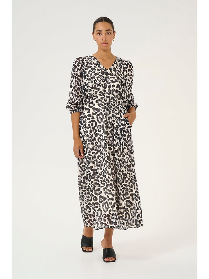 Kaffe Sukienka "Sepia" w kolorze kremowo-czarnym rozmiar: 40