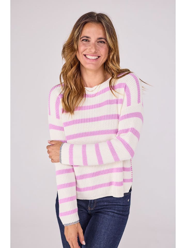 LIEBLINGSSTÜCK Sweter "Annika" w kolorze biało-jasnoróżowym rozmiar: 48