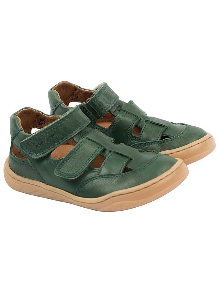 POM POM Skórzane buty w kolorze zielonym do chodzenia na boso rozmiar: 25