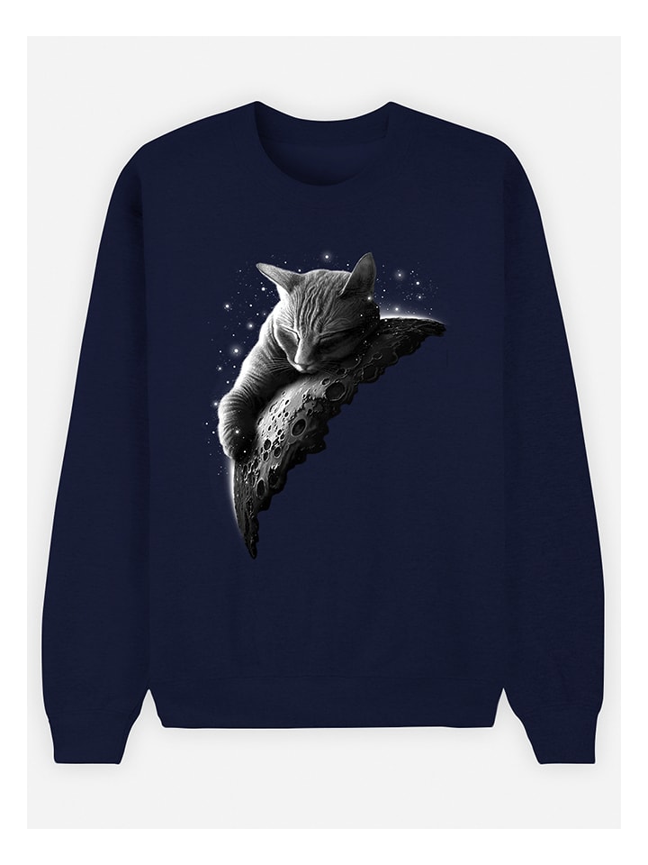 WOOOP Bluza "Moon Cat" w kolorze granatowym rozmiar: XL