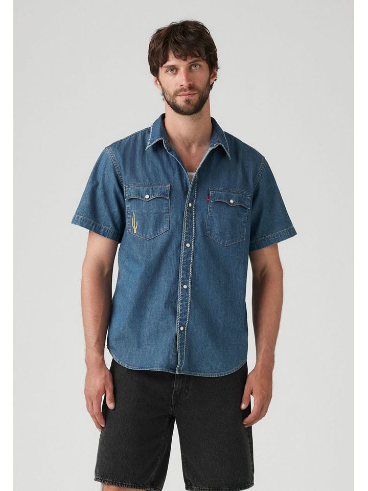 Levi's Koszula dżinsowa w kolorze niebiesko-pomarańczowym rozmiar: L