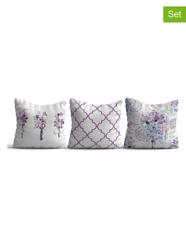 Wallity Poduszki (3 szt.) w kolorze fioletowo-białym rozmiar: 43x43 cm