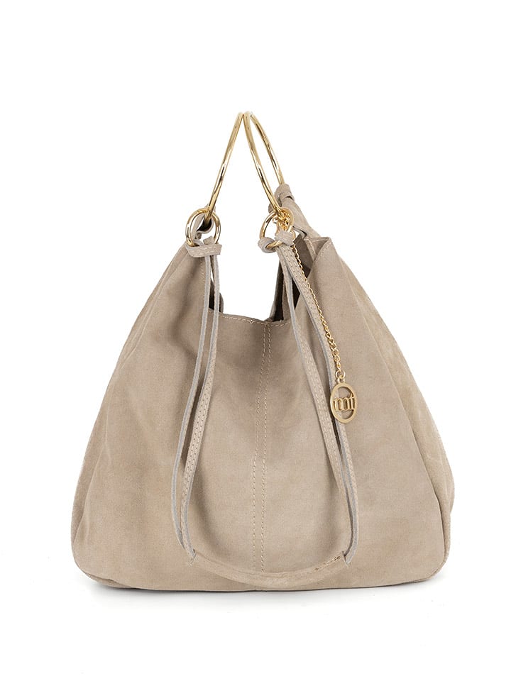 Mia Tomazzi Skórzana torebka "Tarabella" w kolorze beżowym - 34 x 30 x 11 cm rozmiar: onesize