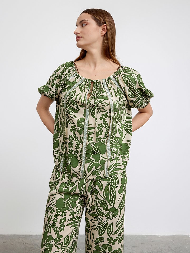 BGN Bluzka w kolorze beżowo-zielonym rozmiar: 40