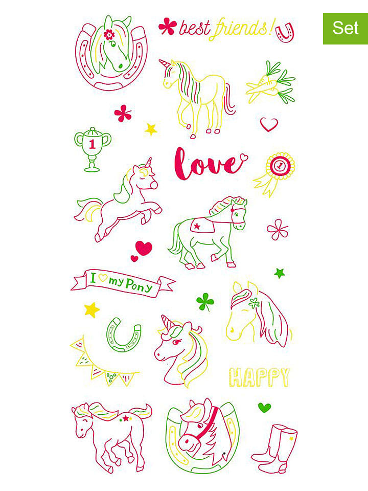 moses. Arkusze naklejek (2 szt.) "Horses" w różnych kolorach - 3+ rozmiar: onesize