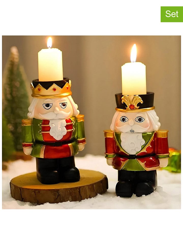 ABERTO DESIGN Świeczniki (2 szt.) ze wzorem - wys. 14 x Ø 10 cm rozmiar: onesize