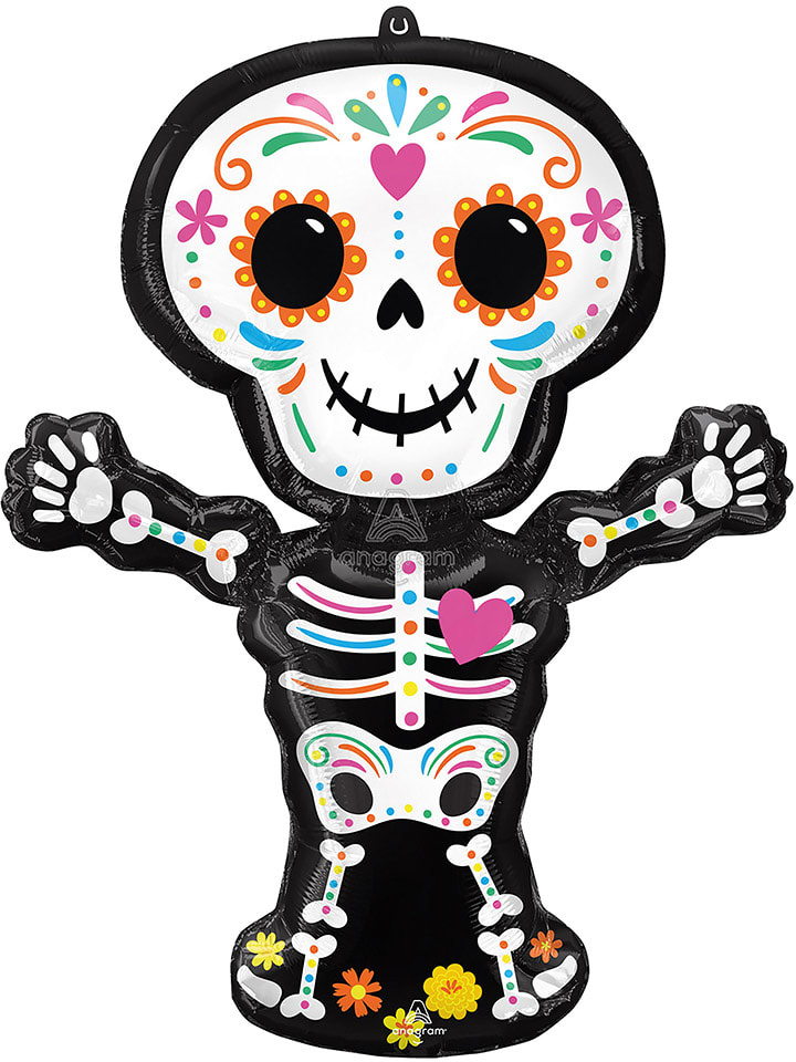 amscan Balon foliowy "Skeleton" w kolorze czarno-białym - 66 x 86 cm rozmiar: onesize