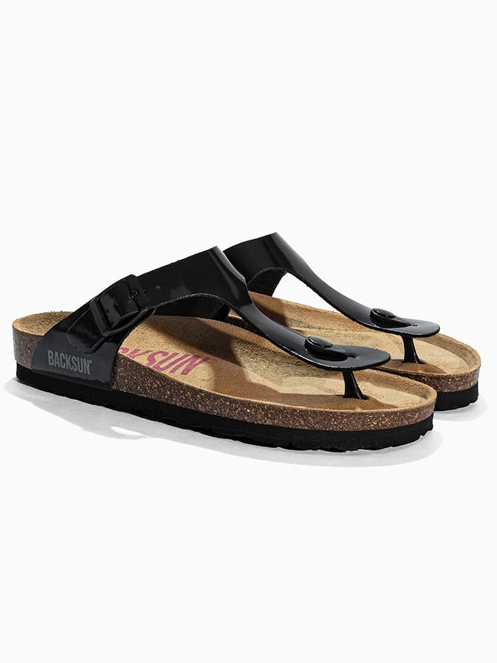 BACKSUN Skórzane japonki "Singapore" w kolorze czarnym rozmiar: 36