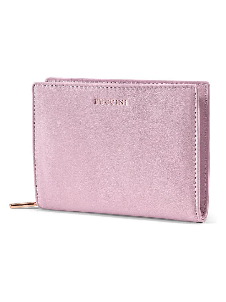 Puccini Skórzany portfel "Zen" w kolorze jasnoróżowym - 13 x 10 x 2 cm rozmiar: onesize