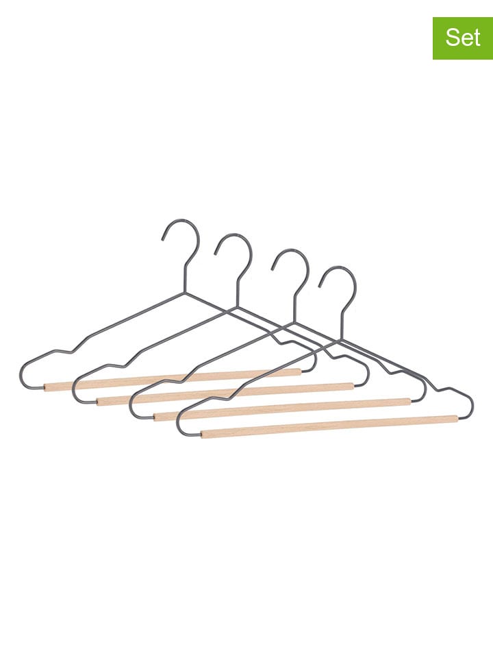 Bizzotto Wieszaki (4 szt.) w kolorze antracytowo-beżowym na ubrania - 41,5 x 20 cm rozmiar: onesize