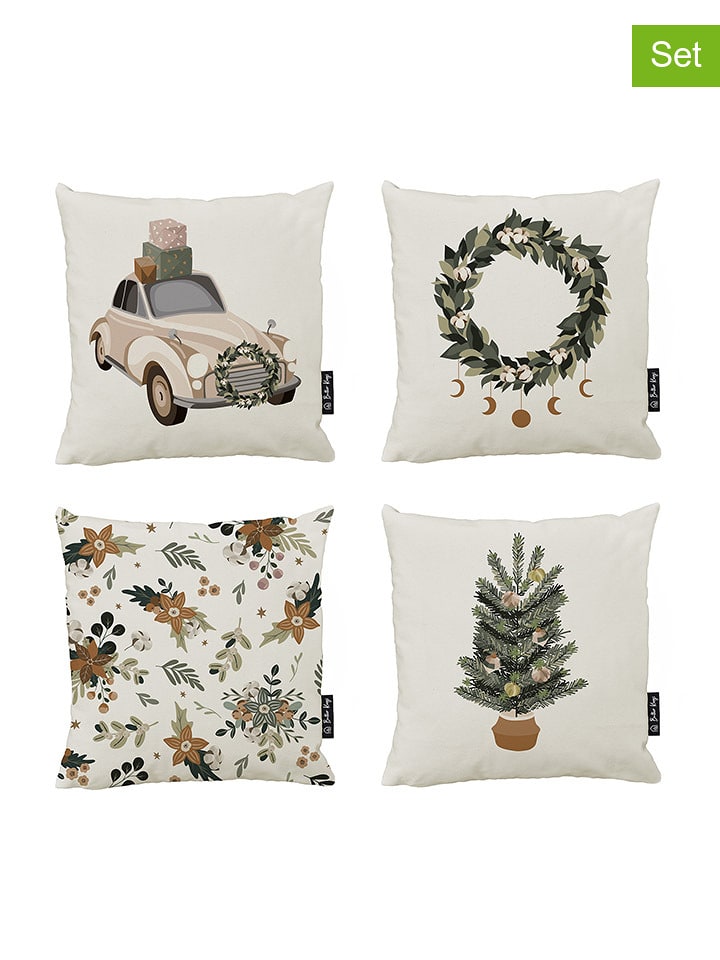 Butter Kings Poszewki (4 szt.) "Festive mood" ze wzorem na poduszkę - 45 x 45 cm rozmiar: onesize
