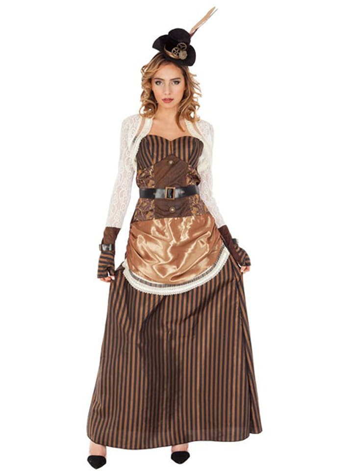 CHAKS 4-częściowy kostium "Lady Steampunk" w kolorze jasnobrązowym rozmiar: L