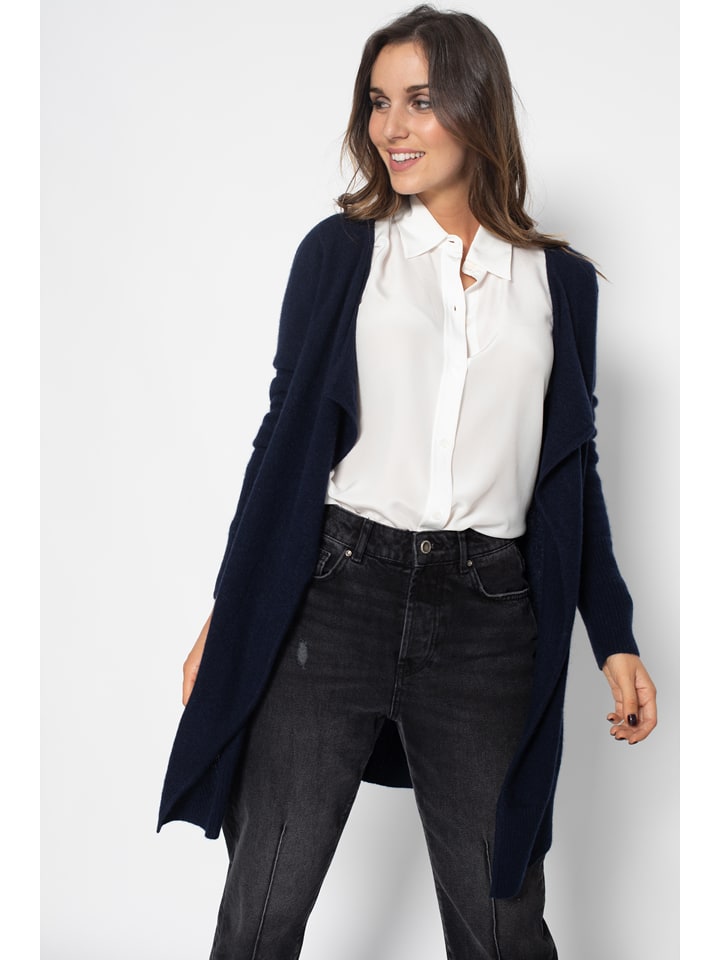 Perfect Cashmere Kaszmirowy kardigan "Abigail" w kolorze granatowym rozmiar: XL