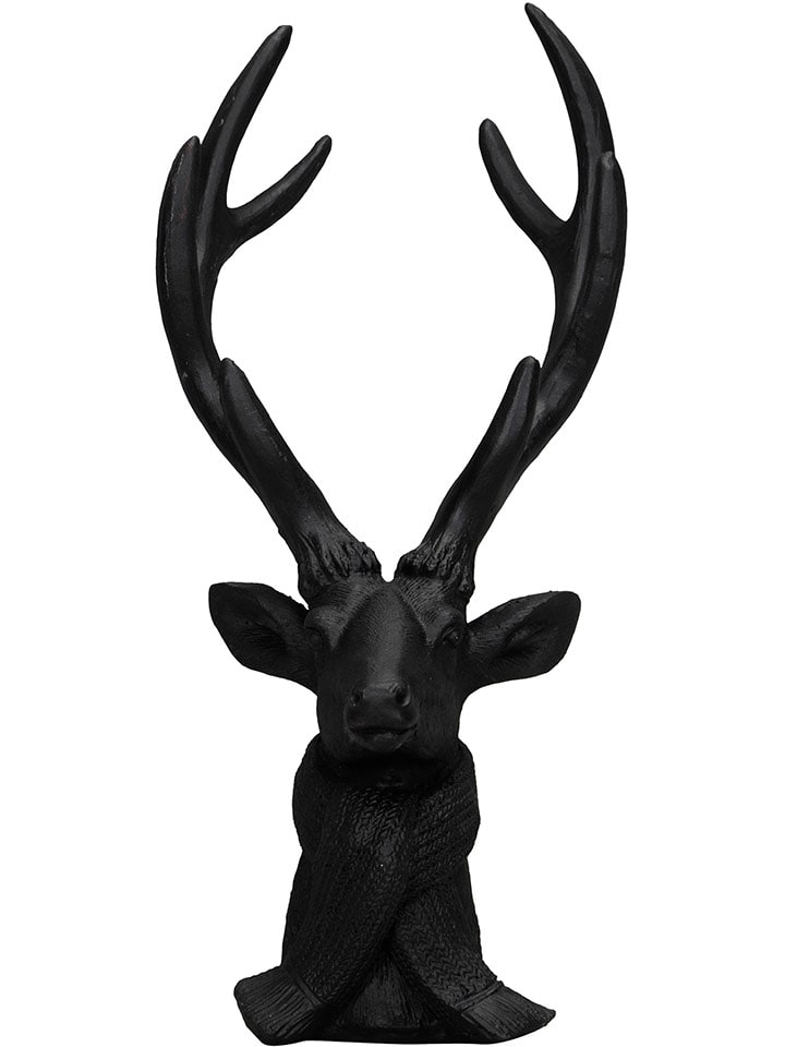 POSIWIO Figurka dekoracyjna "Deer's Head" w kolorze czarnym - 13 x 29 x 14 cm rozmiar: onesize