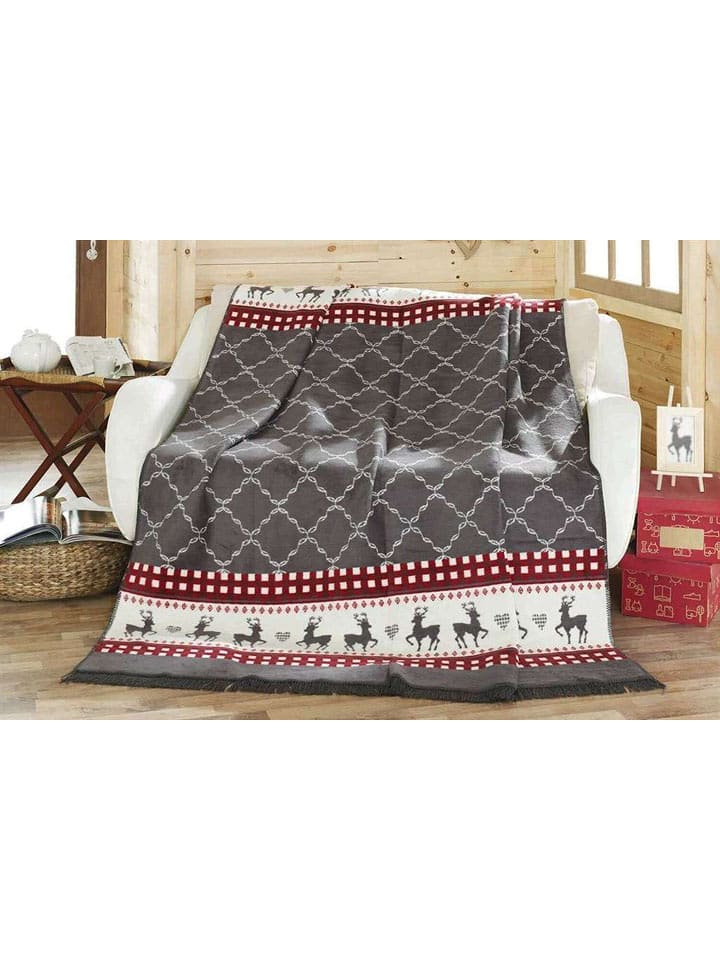 Elizabed Narzuta w kolorze szaro-biało-czerwonym rozmiar: 180x220 cm