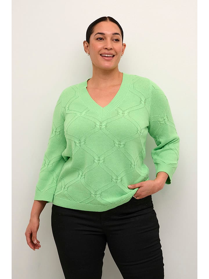 KAFFE curve Sweter w kolorze jasnozielonym rozmiar: L