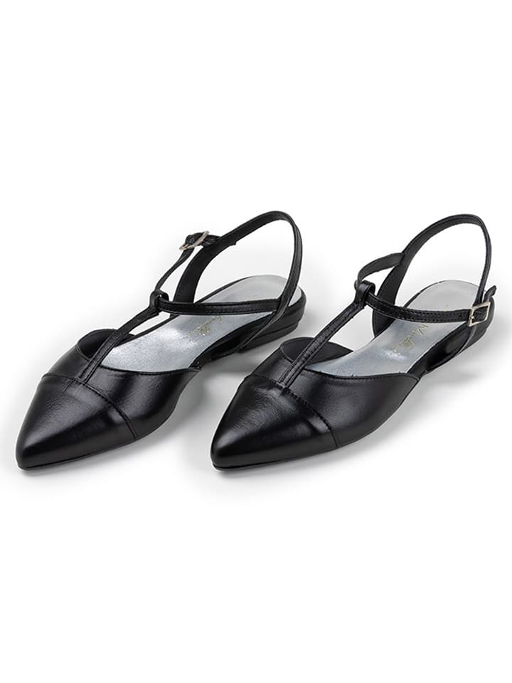 Anna Morellini Skórzane klapki "Silina" w kolorze czarnym z paskiem rozmiar: 41