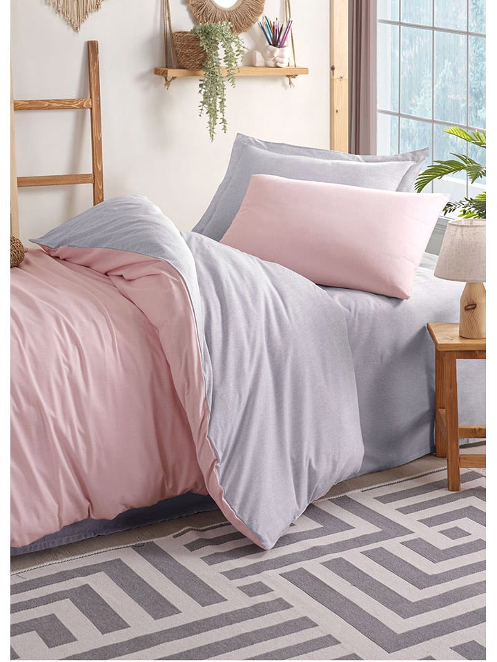 Elizabed Komplet pościeli w kolorze jasnoróżowo-jasnoszarym rozmiar: 240x220 cm