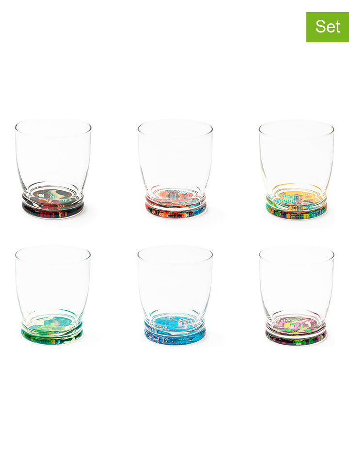 Trendy Kitchen by EXCÉLSA Szklanki (6 szt.) "Kimono" ze wzorem - 340 ml rozmiar: onesize