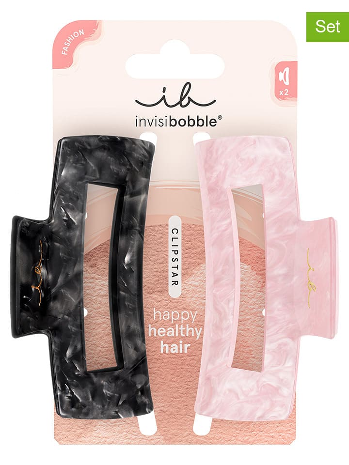Invisibobble Spinki do włosów (2 szt.) "Clipstar L" w kolorze jasnoróżowo-czarnym rozmiar: onesize
