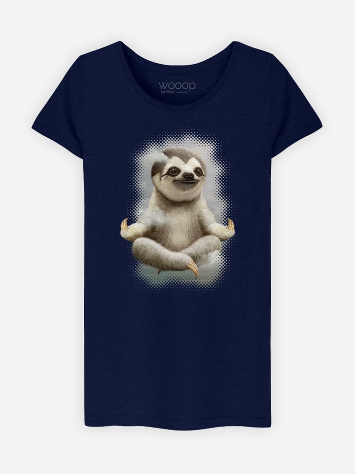 WOOOP Koszulka "Sloth Meditate" w kolorze granatowym rozmiar: L