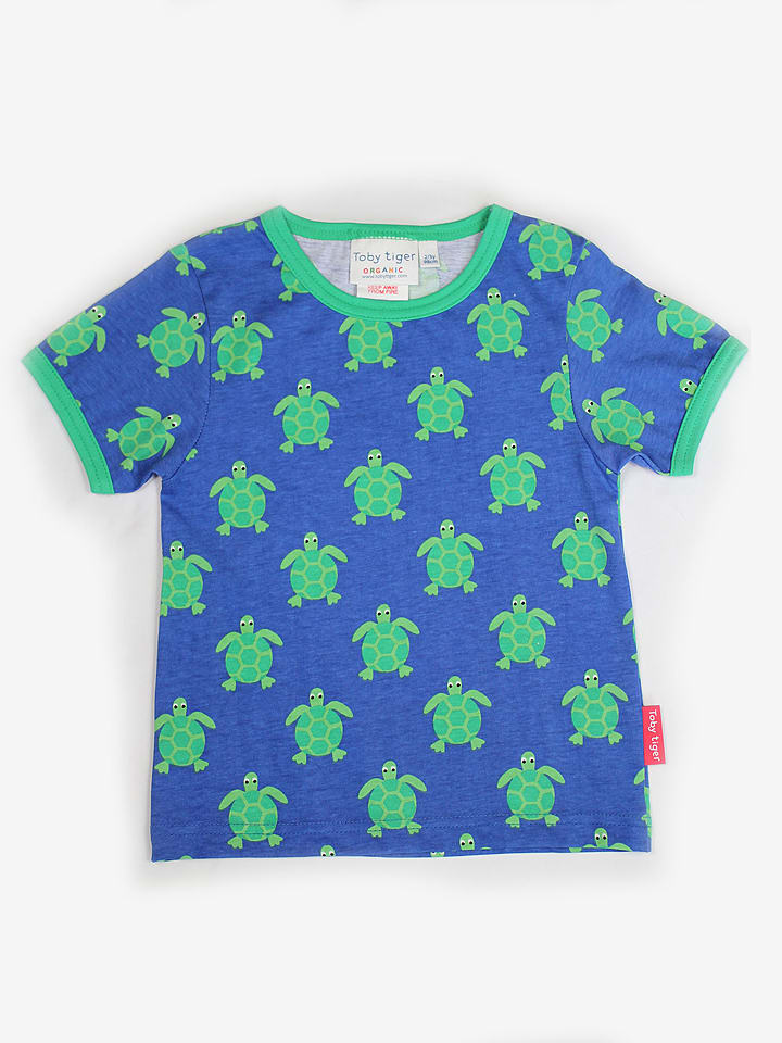 Toby Tiger Koszulka w kolorze niebiesko-zielonym rozmiar: 68