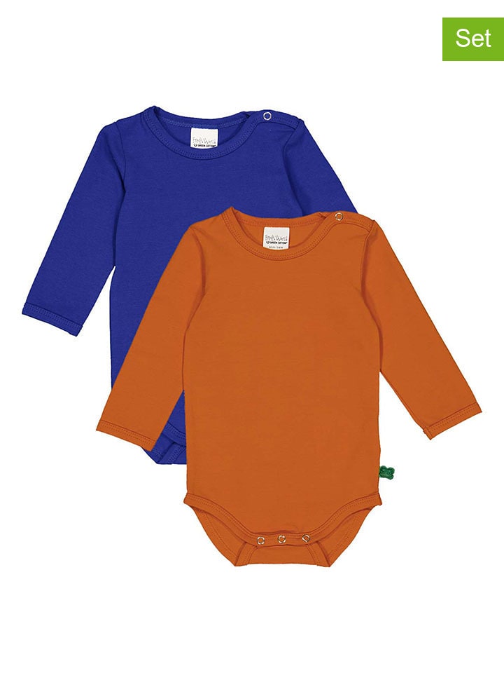 Fred´s World by GREEN COTTON Body (2 szt.) "Alfa" w kolorze pomarańczowym i niebieskim rozmiar: 80