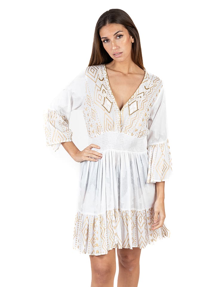 Isla Bonita by SIGRIS Sukienka w kolorze białym rozmiar: M