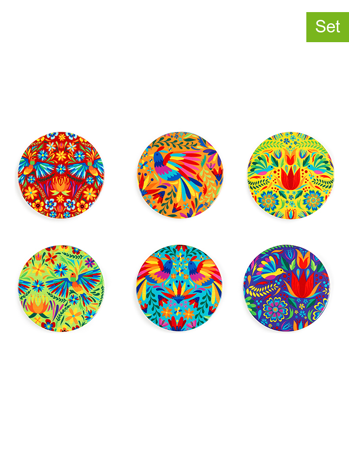 Trendy Kitchen by EXCÉLSA Podkładki (6 szt.) "Mexican Flowers" ze wzorem - Ø 11 cm rozmiar: onesize