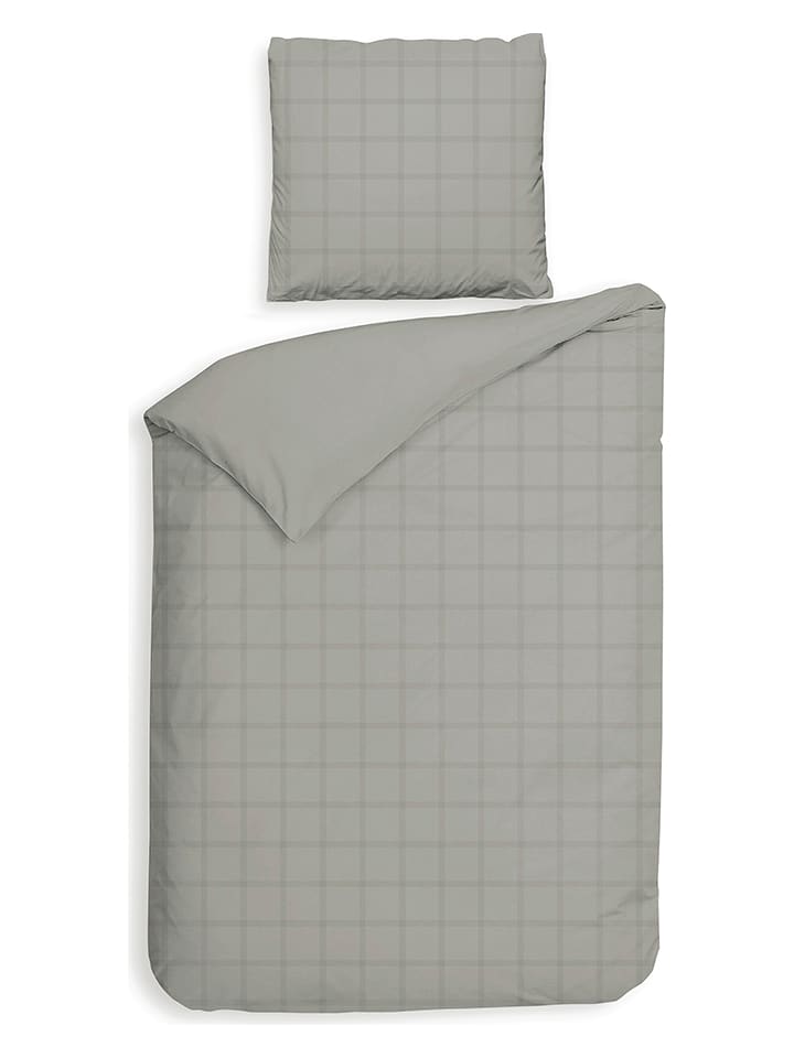 Heckett Lane Komplet pościeli satynowej "Diamante" w kolorze szarym rozmiar: 135x200 cm