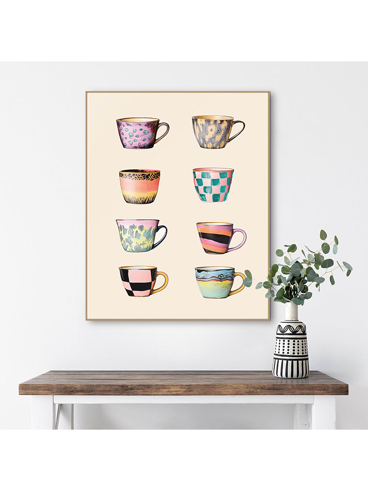 Orangewallz Druk artystyczny "Coffee Cup Deco" w ramce rozmiar: 40x50 cm