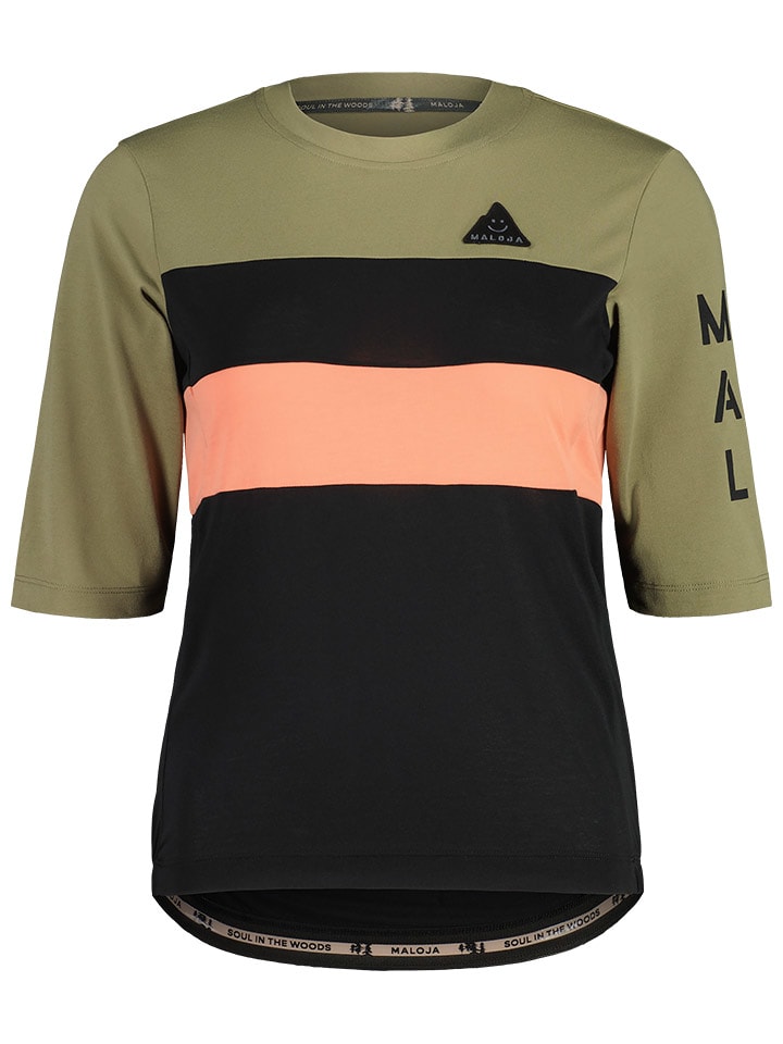 Maloja Koszulka kolarska "WallisM" w kolorze oliwkowo-czarnym rozmiar: S