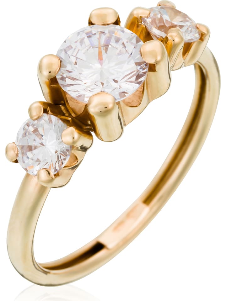 OR ÉCLAT Złoty pierścionek "Trio d'or" z cyrkoniami rozmiar: 56