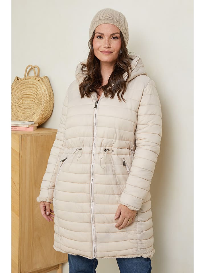 Curvy Lady Dwustronny płaszcz pikowany w kolorze beżowym rozmiar: 40/42