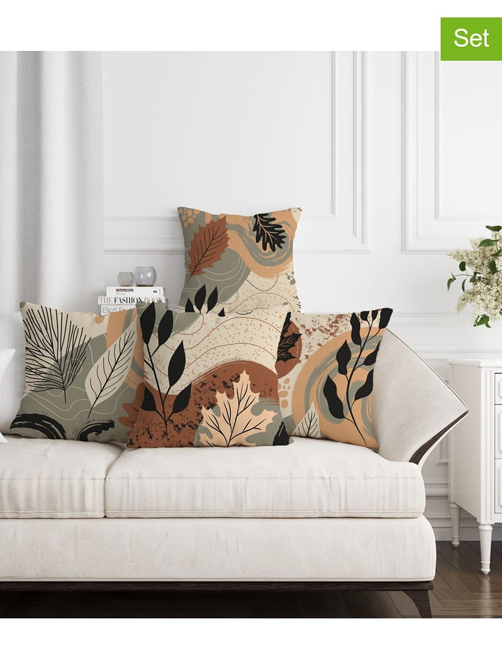 Wallity Poszewki (4 szt.) w kolorze beżowo-jasnobrązowo-zielonym na poduszkę rozmiar: 43x43 cm