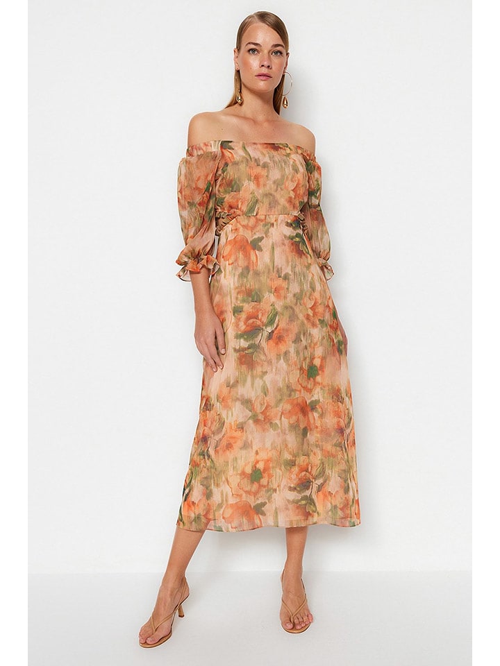 trendyol Sukienka w kolorze brzoskwiniowo-zielonym rozmiar: 42