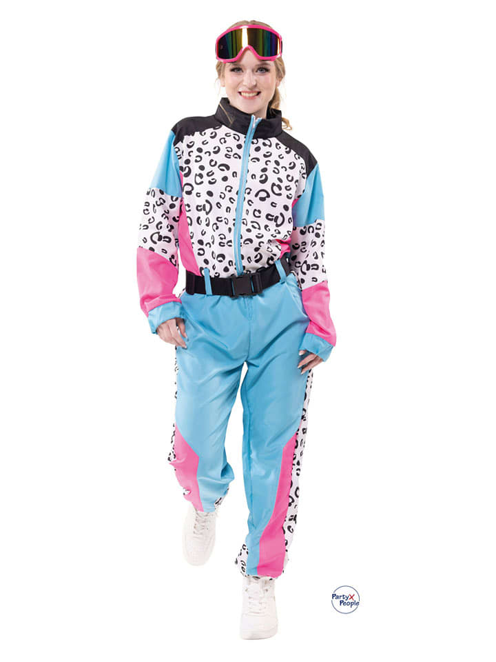 Party x People 2-częściowy kostium "Ski suit" w kolorze błękitno-różowo-białym rozmiar: S