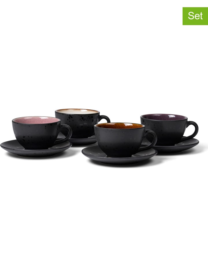 Bitz Filiżanki (4 szt.) w kolorze czarnym ze wzorem - 240 ml rozmiar: onesize