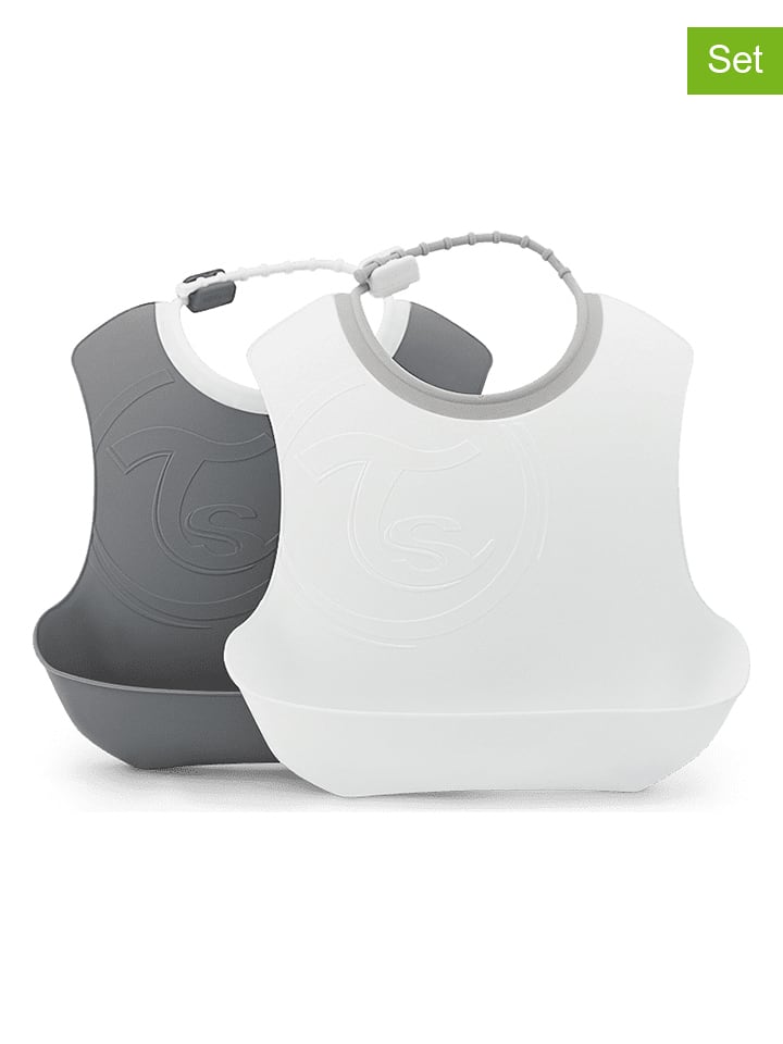 Twistshake Śliniaczki (2 szt.) w kolorze białym i szarym - 22 x 22 cm rozmiar: onesize