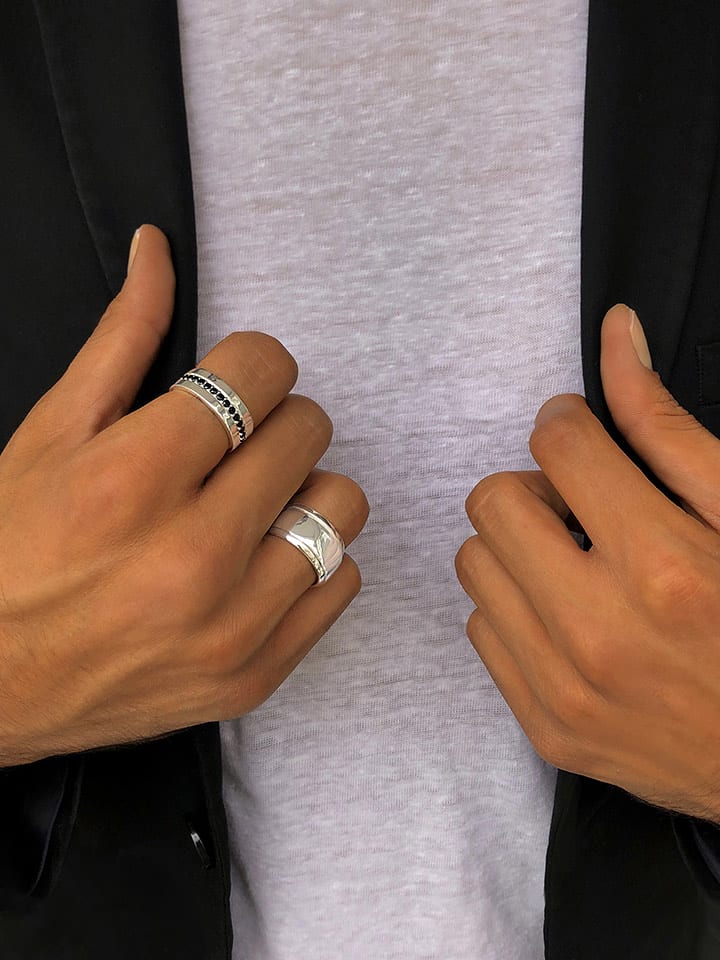 Uomo Srebrny pierścionek rozmiar: 60