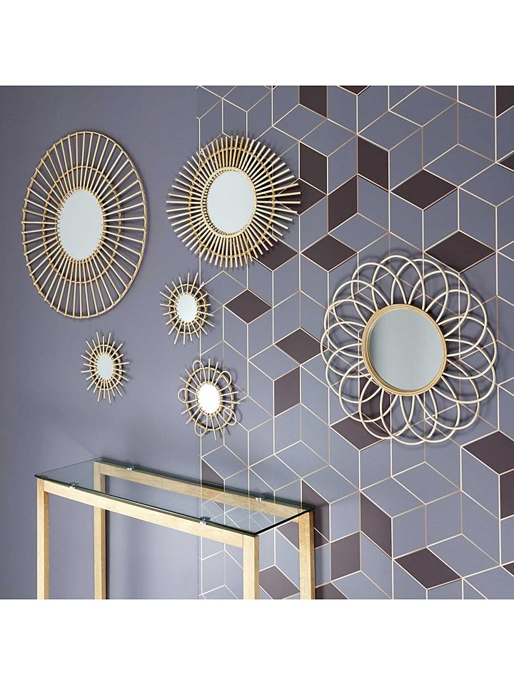 THE HOME DECO FACTORY Lustro ścienne w kolorze jasnobrązowym - Ø 75 cm rozmiar: onesize