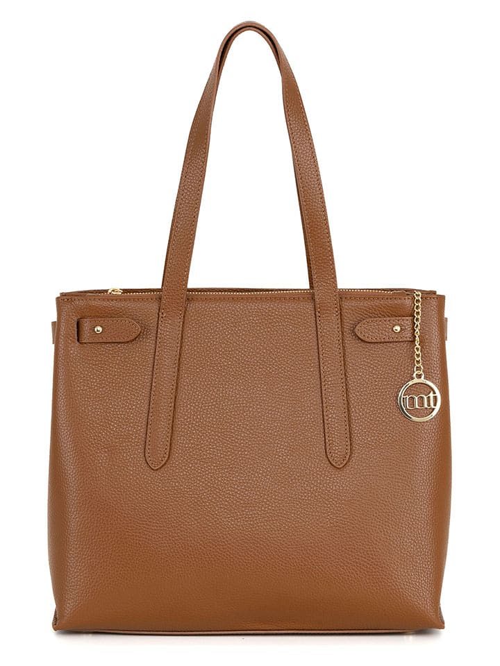 Mia Tomazzi Skórzana torebka "Fioravanti" w kolorze jasnobrązowym - 33 x 28 x 11 cm rozmiar: onesize