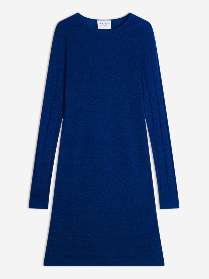 Perfect Cashmere Kaszmirowa sukienka "Lola" w kolorze granatowym rozmiar: L