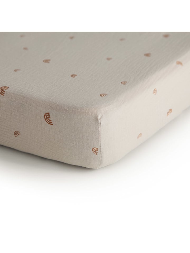 mushie Prześcieradło w kolorze beżowym na gumce - 100 x 40 cm rozmiar: onesize