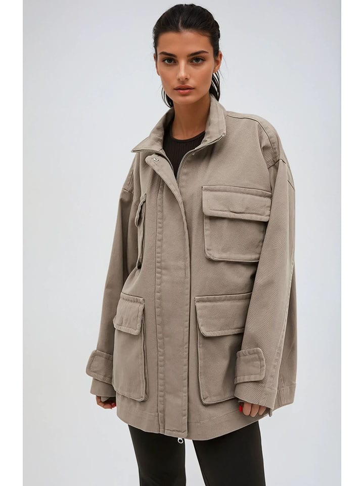 Monki Kurtka koszulowa w kolorze szarobrązowym rozmiar: S