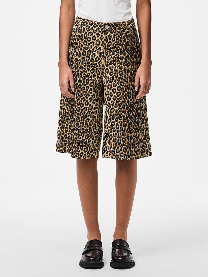 Pieces Bermudy "Salume" w kolorze brązowo-beżowym rozmiar: S