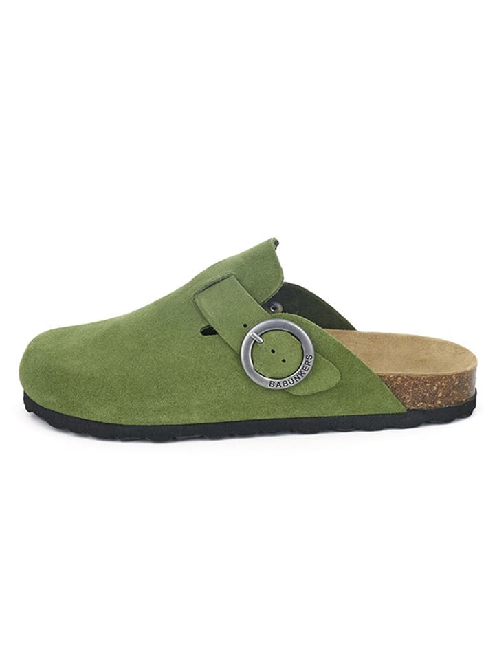 BABUNKERS Family Skórzane chodaki w kolorze zielonym rozmiar: 41