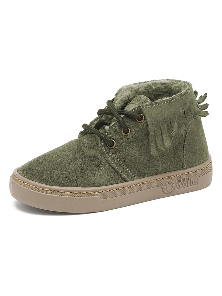 natural world Skórzane botki w kolorze khaki rozmiar: 35