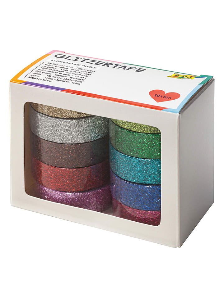 folia PAPER Brokatowe taśmy klejące w różnych kolorach - 10 x 5 m rozmiar: onesize