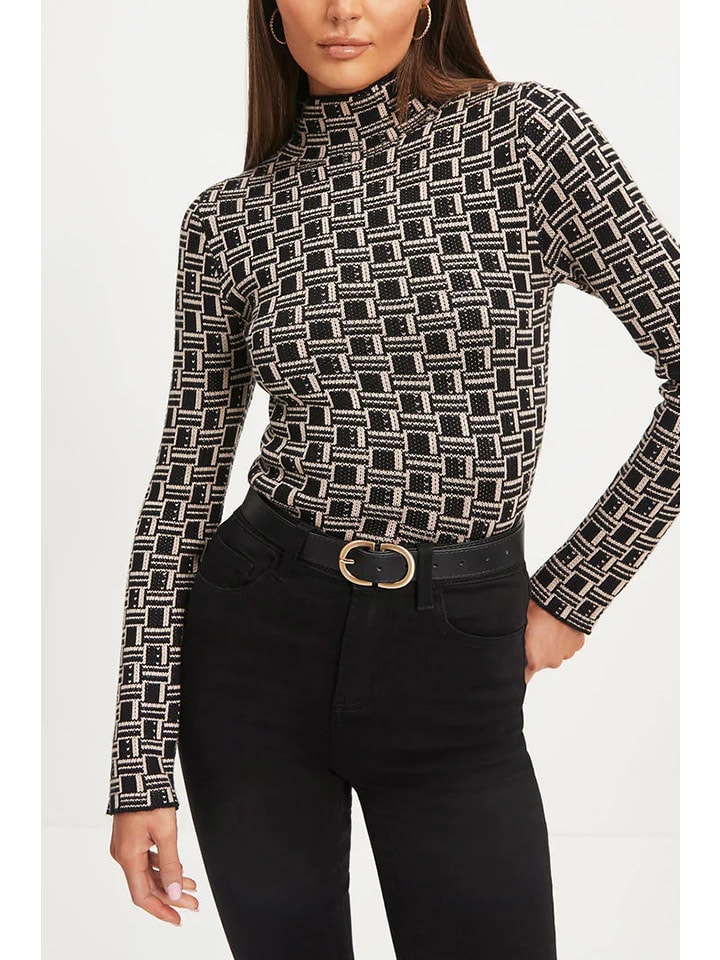 Milan Kiss Koszulka w kolorze czarno-beżowym ze wzorem rozmiar: XL